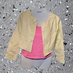 Women PU Leather Cropped Jacket Long Sleeve